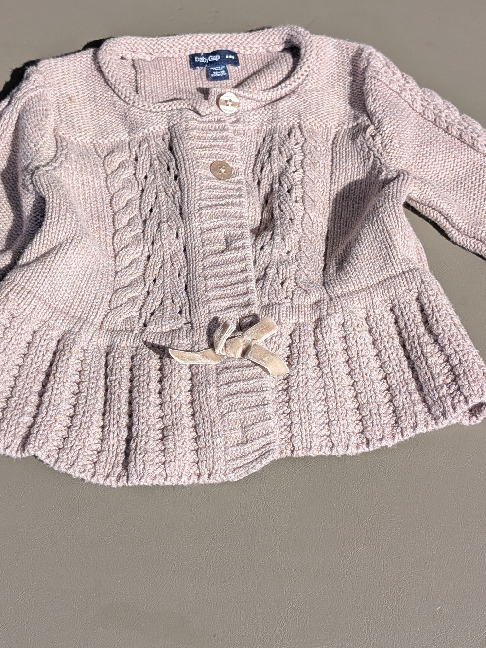 GAP Pink Cable-Knit Baby Cardigan, Size 12-18mo